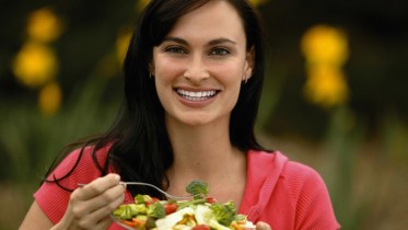 Woman-Happy-Broccoli-Salad-Bowl-Eating-Food